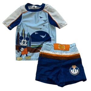 Disney Mickey Mouse Rash Guard & Swim Trunks - 2T